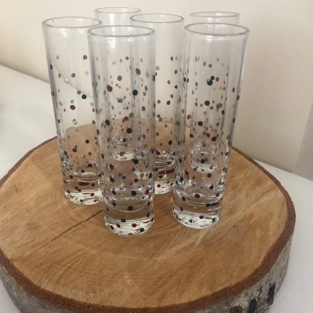 Tall polka dot shot glasses 4.75 inch x set of 6